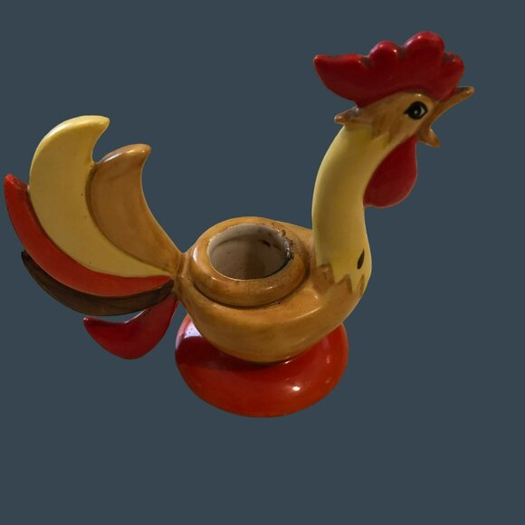Holt Howard Japan Vintage Rooster Candle Holder 60s Orange Yellow - Picture 4 of 7